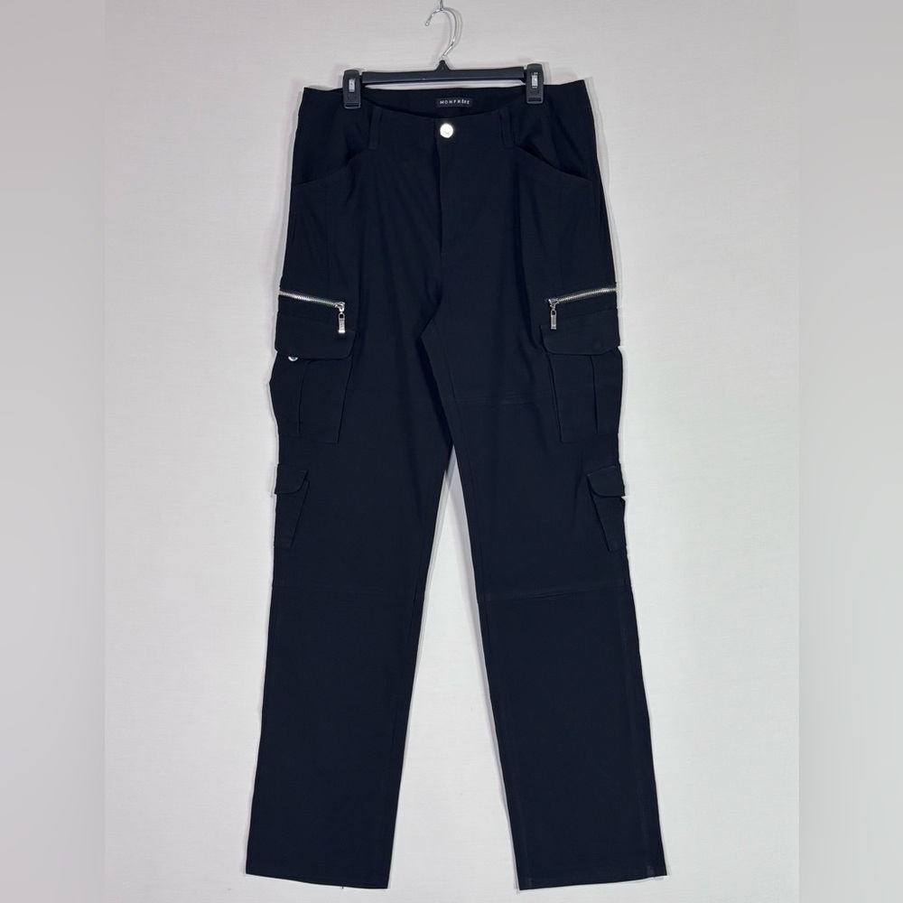 Monfrère Black Cargo Pants Tailored Stretch Designer Utility Luxe 36